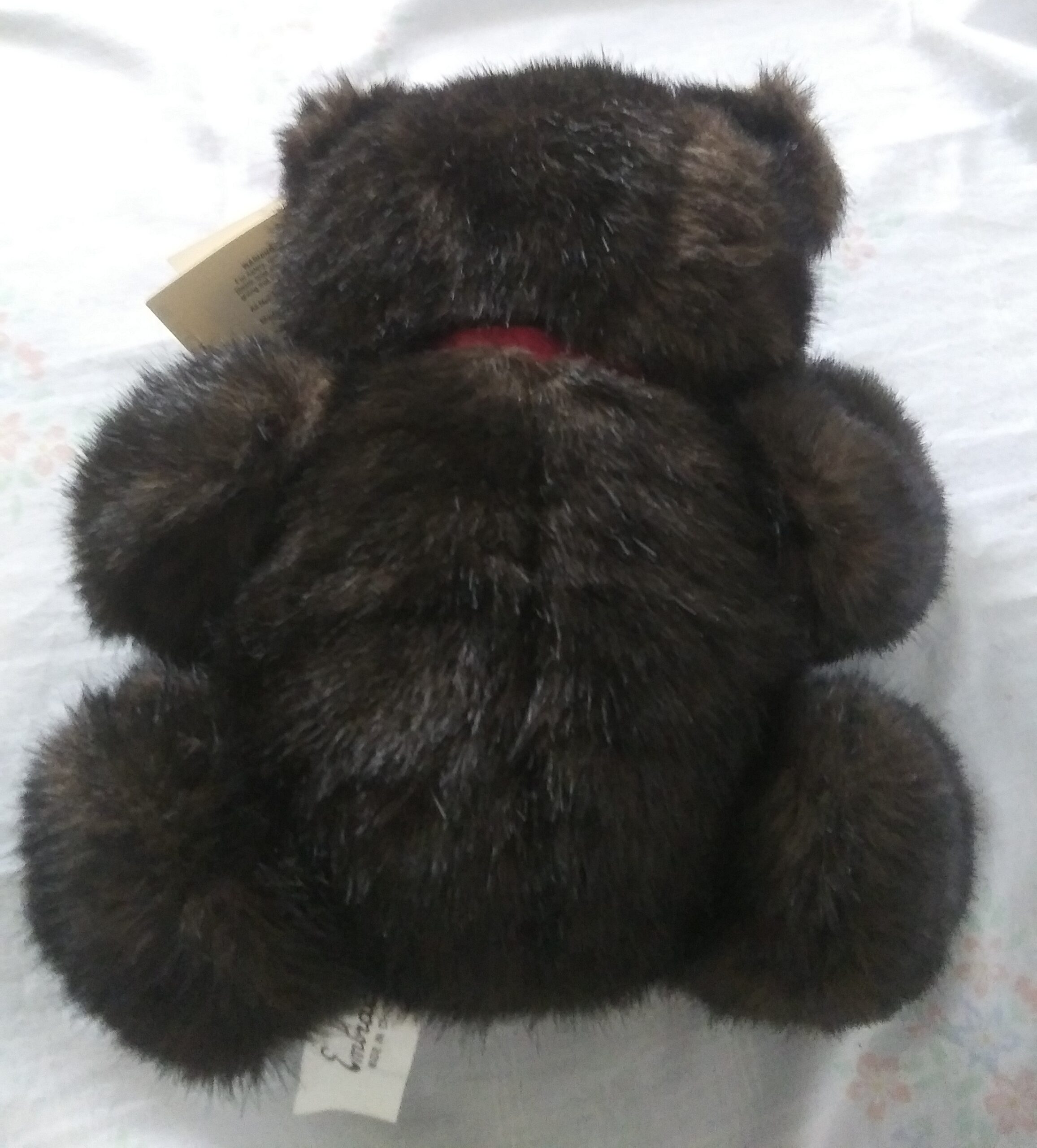 Embrace 1989 Teddy Bear with Red Bow Around Neck - Image 2