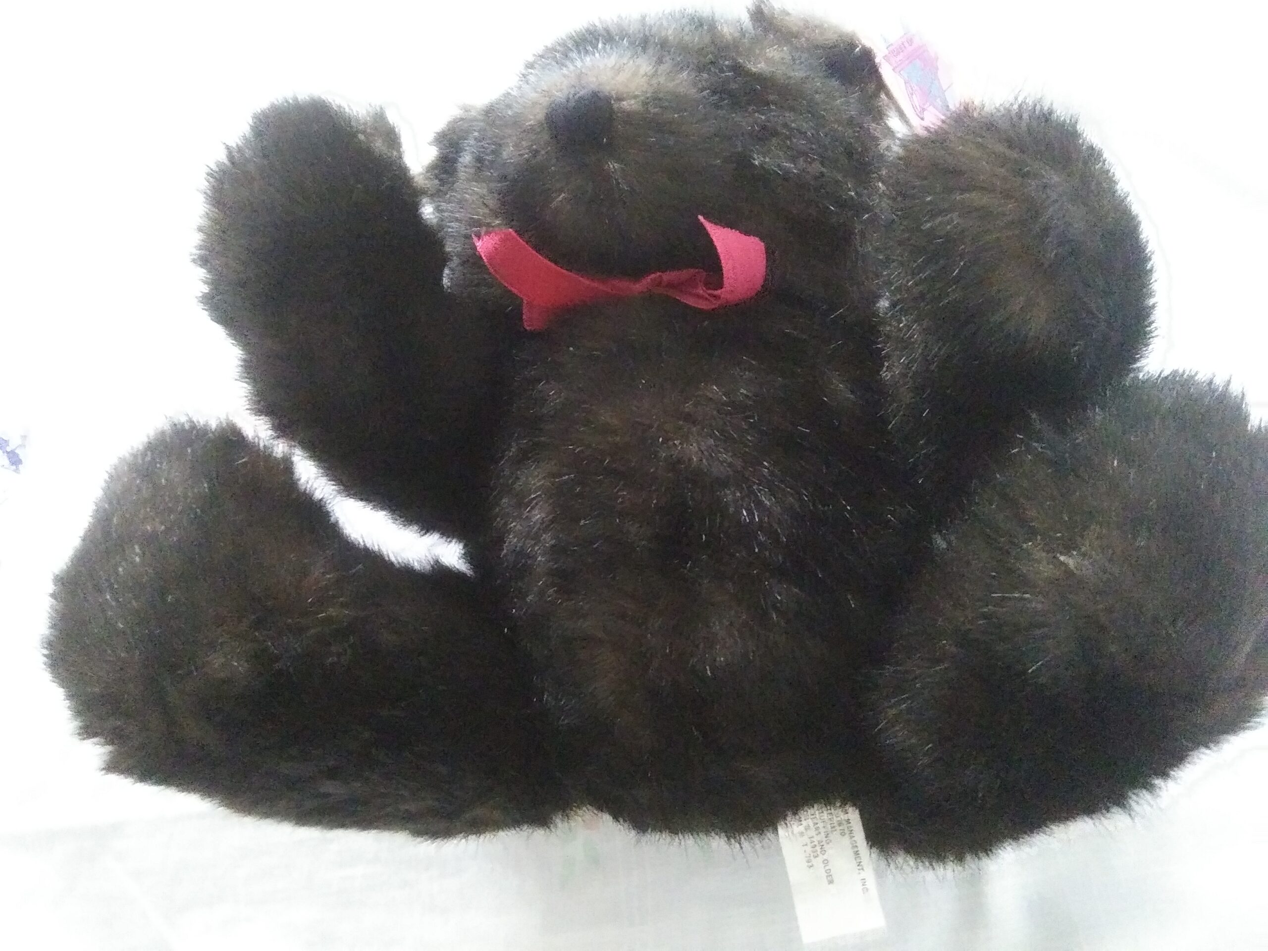 Embrace 1989 Teddy Bear with Red Bow Around Neck - Image 12